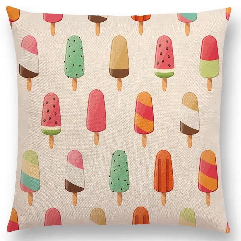 Colorful Prints Cushion Cover Chocolate Candy Donuts Pretty Ice Cream Pattern Color Party Sofa Throw Pillow Case Decor