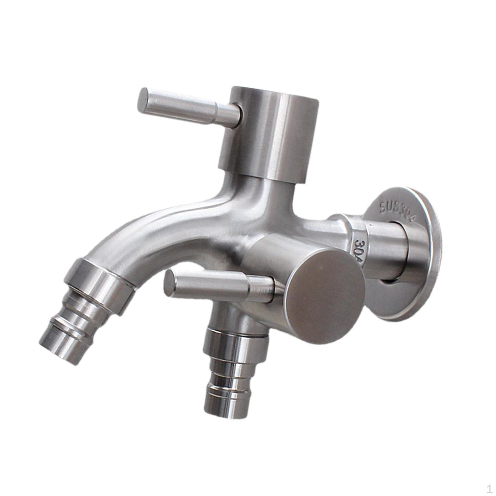 Смеситель для воды из нержавеющей стали для раковины стиральной машины с 2 ручками — фото 8