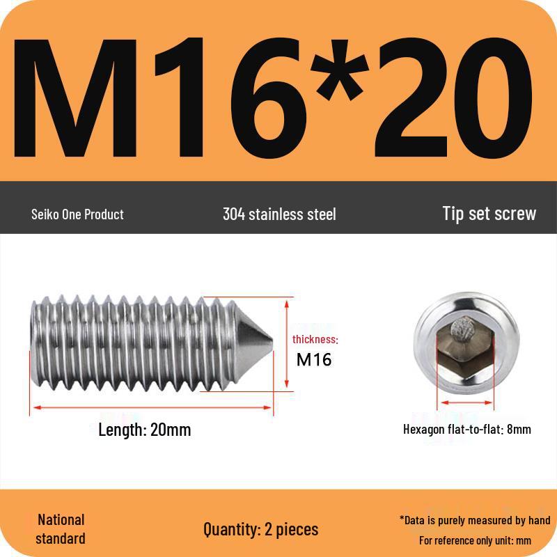 304 Stainless Steel Internal Hex Set Screw | Headless Grub Screw M2-M16