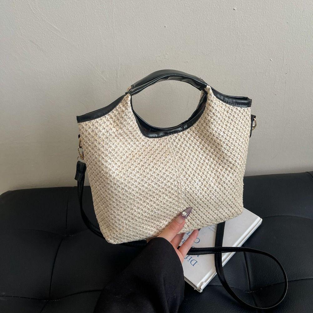 Bohemian Style Beach Bag Large Capacity Raffia Shoulder Bag Fashion Weave Straw Bag  Travel