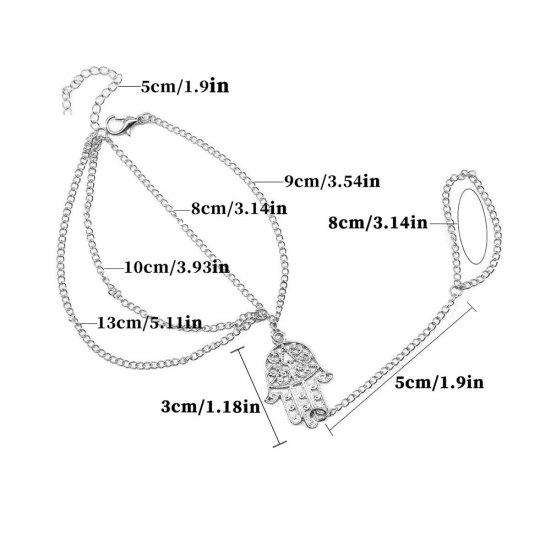 Dámský náramek Hamsa Hand Asymetric Slave Tassel Chain Chain Finger Ring