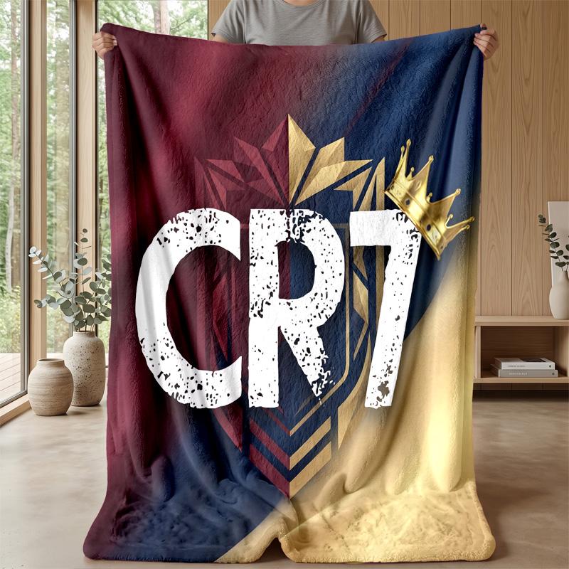 Cristiano Ronaldo Aufdruck Flanelldecke Hautfreundlich Warm Dekorativer Überwurf für Innen Couch Bett Tägliche Nutzung