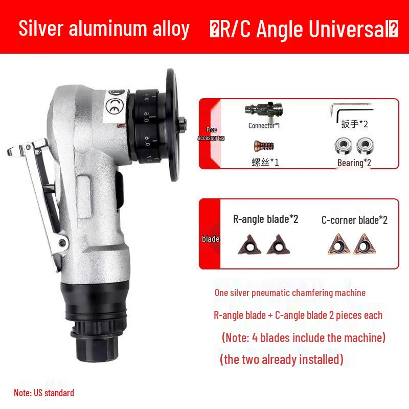Handheld Mini Pneumatic Chamfering Machine: 45° C/R-Angle Deburring Tool for Woodworking and Metal