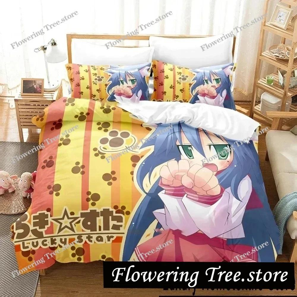 Anime Konata Izumi Lucky Star Bedding Set Duvet Cover Bed Set Quilt Cover Pillowcase Comforter King Queen Size Boys Adult