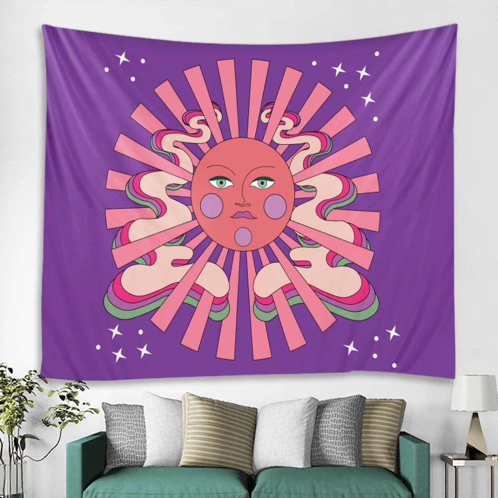 Wall Pendant Room  Background  Sun Butterfly Flower Tarot Card Psychedelic Scene Home Art Tapestry