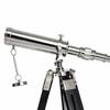 Handmade Brass Spyglass Telescope Chrome Finish, 38.1 Cm Wooden Tripod Home Office Decoration Gifting