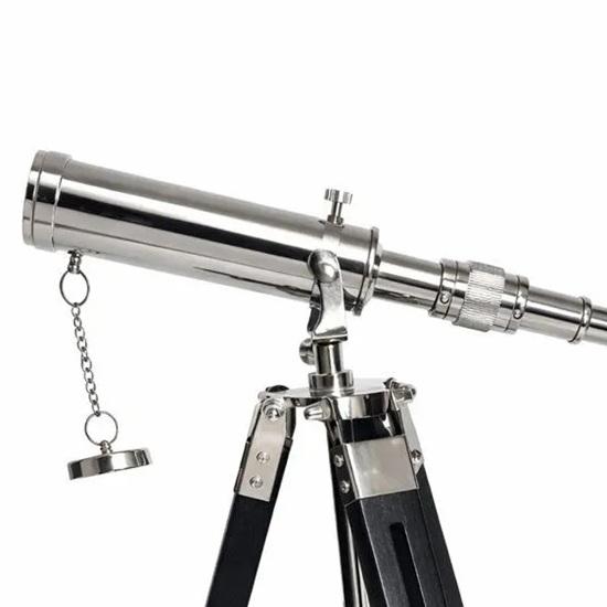 Handmade Brass Spyglass Telescope Chrome Finish, 38.1 Cm Wooden Tripod Home Office Decoration Gifting