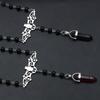 Hexagonal Pillar Bat Hollow Zinc Alloy Pendant Black Beaded Choker Gothic Elegant Jewelry Necklace Party Neck Accessories for Women