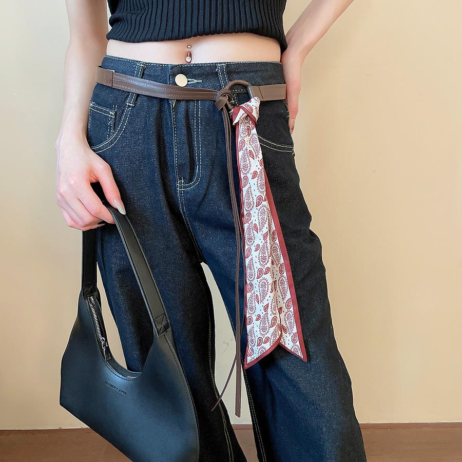 Vintage ethnic wind wood bead woven fringed waist chain bohemian belt clothing