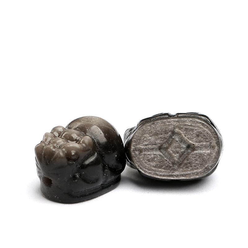 Hongchu Crystal Natural Silver Obsidian Pixiu Loose Beads DIY Ornament Accessories Gold obsidian Pixiu loose beads