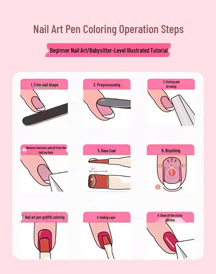 Cross 0.5mm Nail Art Pen Set - 12 Colors for DIY Dotting, Painting & Graffiti