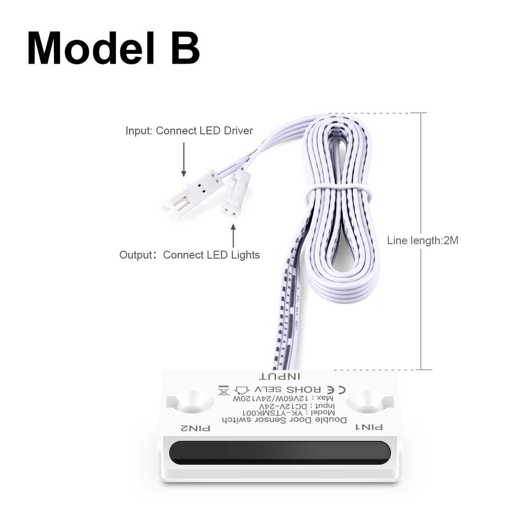 24V 12V DC Light Switch Double Door Open Control Motion Sensor Switch for Closet Cabinet LED Strip DC or Dupont Interface