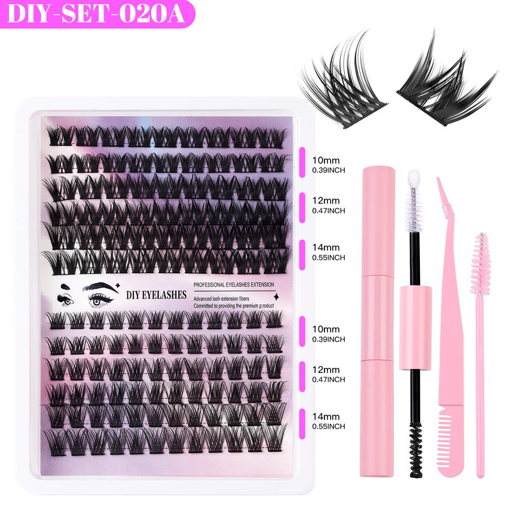 Diy Single Cluster False Eyelashes 126 Clusters Large Capacity Glue Tweezers Set Combination Eyelashes