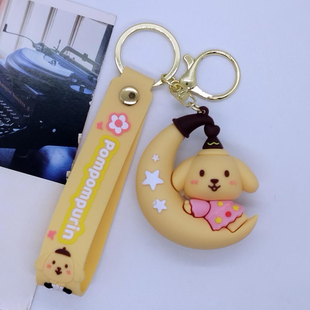 Creative Cartoon Moon Sanrio Series Keychain Bags, Car Keychain Accessories Gift Kawaii Cute Personalized Gifts Y2k Fashion Toys