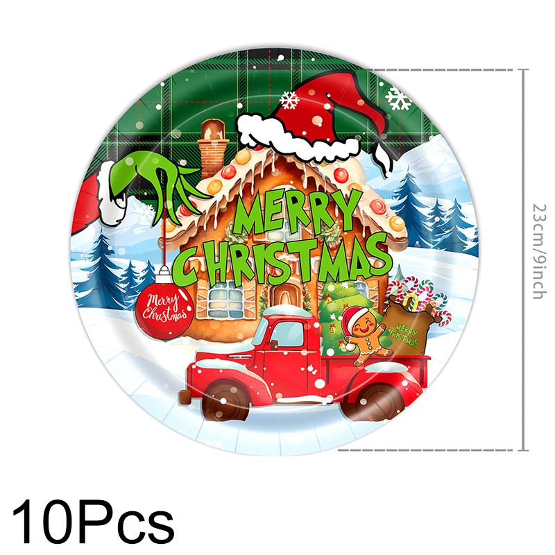 1Set Disposable Tableware Set Spoon X-mas Party Decorations Party Supplies Fork Happy New Year Paper Plates Merry Christmas