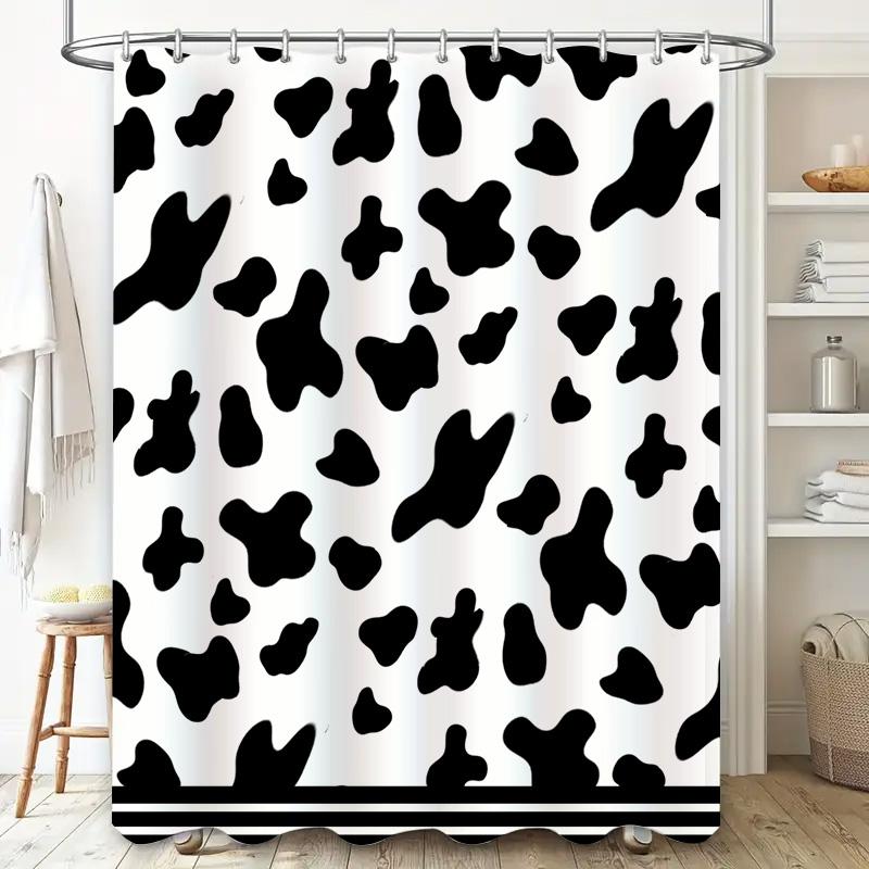 Animal Print Shower Curtain Black White Cow Skin Pattern Waterproof Bathroom Decor