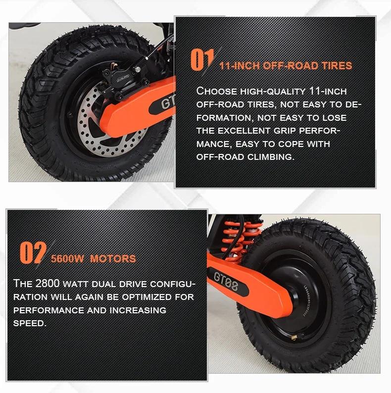 ARWIBON GT08 Electric Scooter For Adult 5600W Motor 60V 27AH E-Scooter 11 Inch Vacuum Off-Road Tires Off-Road Escooter