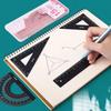 4 szt./zestaw Aluminiowy zestaw linijek Metalowy/Plastikowy/Miękki Geometria Matematyka Cyrkiel do rysowania Artykuły papiernicze Linijki Matematyczne Do szkoły