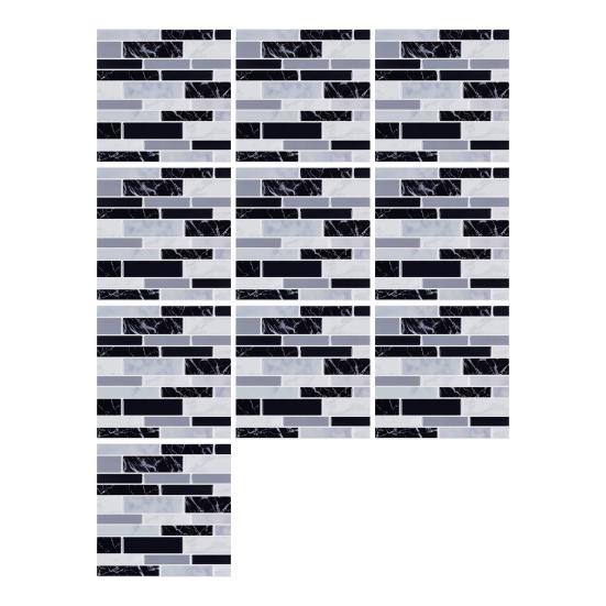 10 Sheets Marble Wall Tile Sticker Waterproof PVC Self-adhesive Decorative Decal Home Bathroom Kitchen Backsplash Peel-And-Stick Wall Sticker