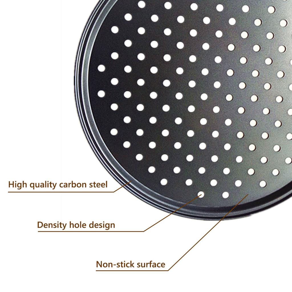 Stål Pizzapanne 32CM Rund Perforert Pizza Bakeform Non-stick Pizza Bakeform for Hjem Restaurant Kjøkken Ovn Bakesett