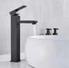 Square Matte Black Stainless Steel Single Hole Bathroom Mixer Tap Deck Mounted Single Handle Cold and Hot Water Basin Faucet
