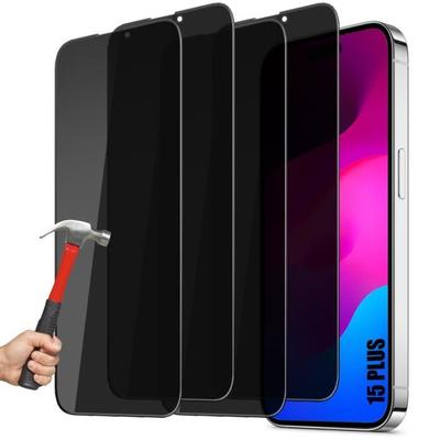 Pack of 4 Tempered Glass Anti-spy Screen Protectors for iPhone 15 Plus
