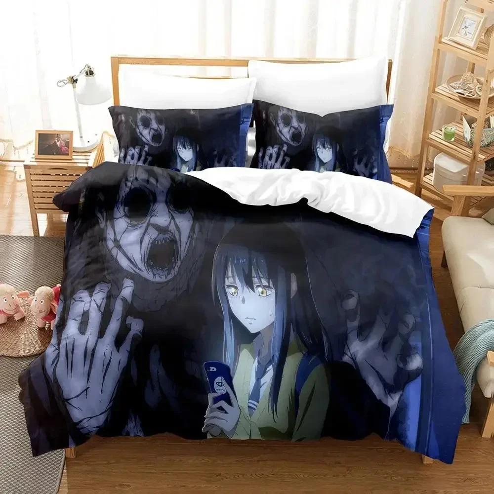 

Anime Mieruko-chan The Girl Who Can Se Them Beding Set Printed Bed Linen Set With Pilowcase Bed Soft Duvet Cover Quen Super King-Sized Dimensionsd 120*200cm Single