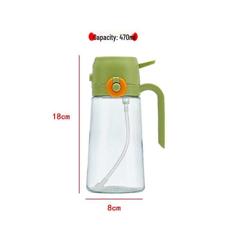 470ml Dual-Use Glass Oil Dispenser with Side Flip Cap for Spraying and Pouring