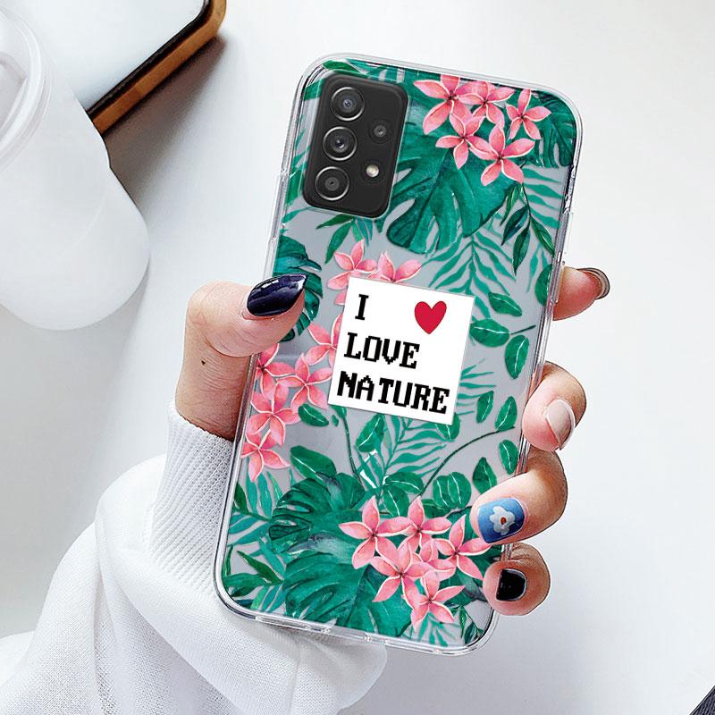 Phone Case For Samsung A52s A52 Floral Silicon Cover For Samsung Galaxy A52 Fundas Coque Transparent Soft Capas Flower TPU