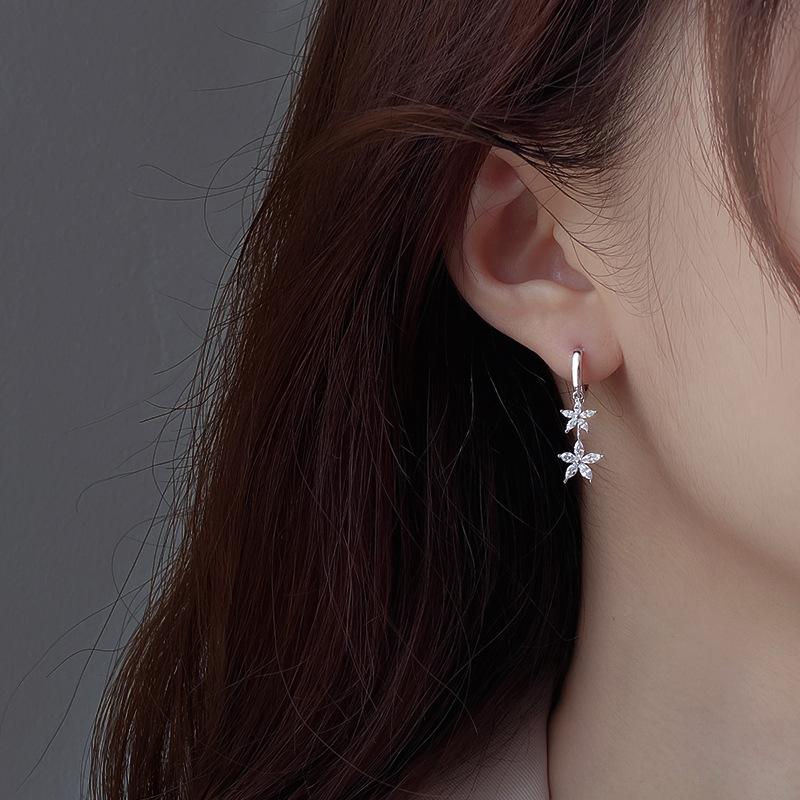 925 Sterling copper Exquisite Flower Zircon Earrings Are Fashionable And Elegant Suitable For Women To Wear Zircon