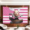 Arazzo Ariana Grande Rosa Bandiera Americana Poliestere Appeso a Parete Y2K Pop Star Camera da Letto Dormitorio Decorazione Estetica