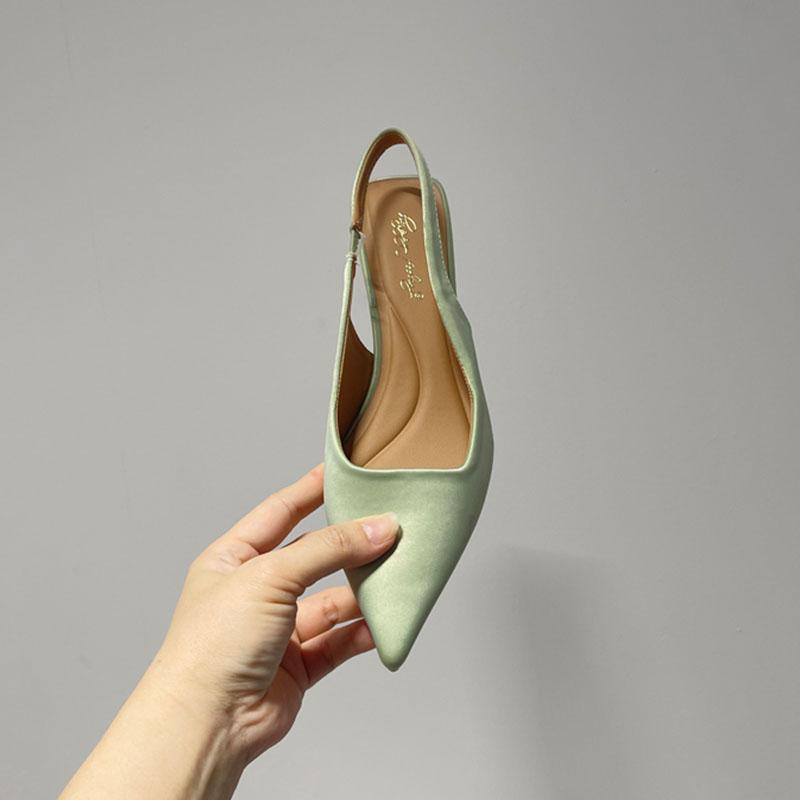Fashion Fashion Low Heel Footwear Shallow Women Heeled Sandals Shoes Casual Female Pointed Toe Ladies Sandals Slip On Shoes Pumps