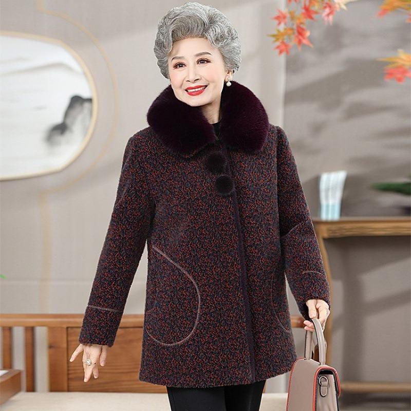 Middle aged winter clothing mother thickened coat temperament grandma mink velvet coat old man lady clothes