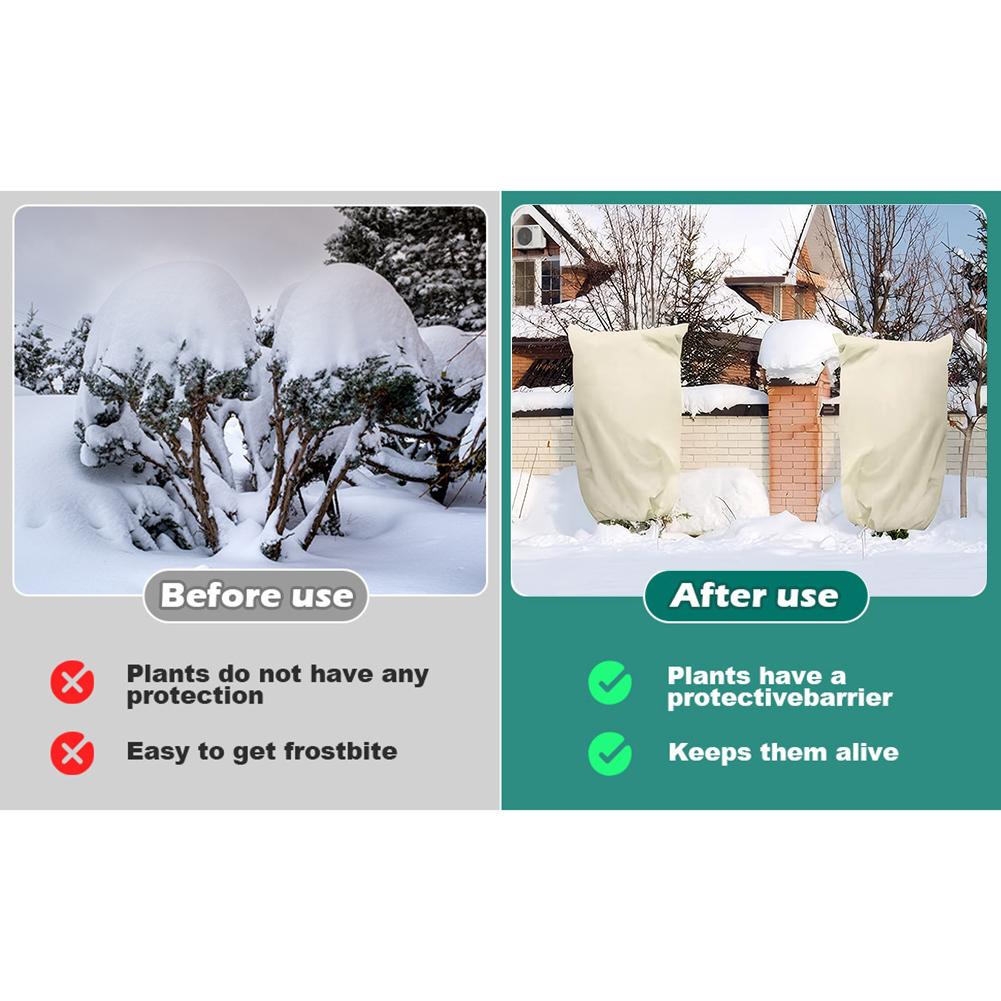 Winter Plant Cover Plant Protector Bag with Drawstring and Zipper Cold Protection Cover Reusable Frost Blankets for Trees Shrubs