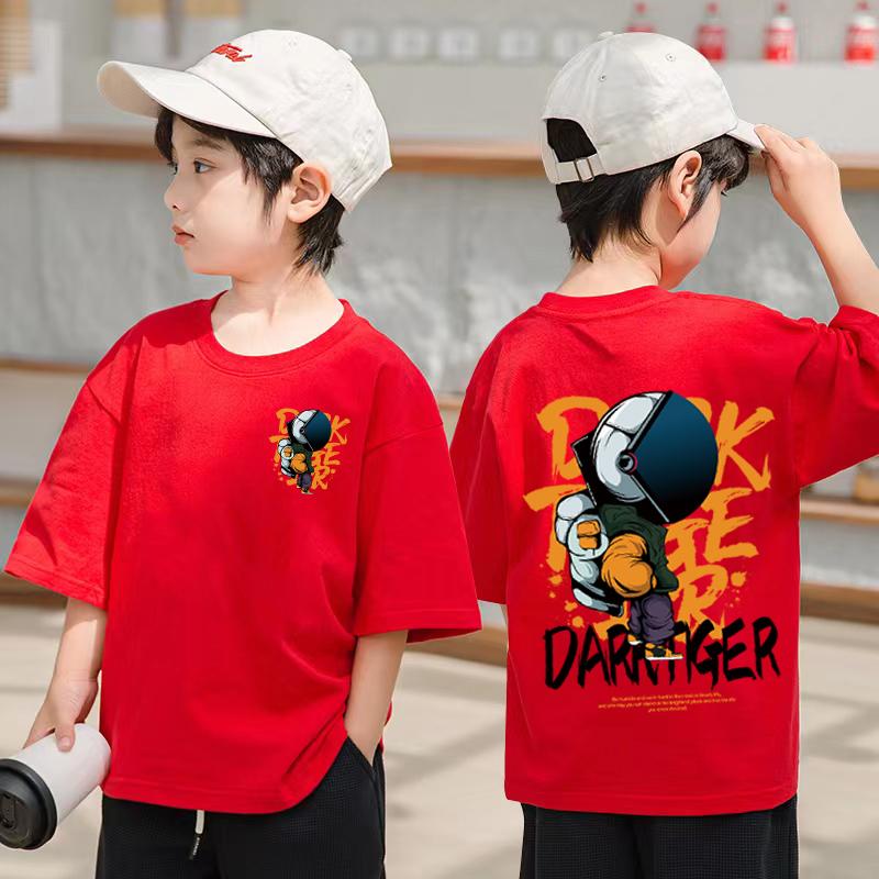 Summer children's clothing astronaut cartoon printed T-shirt street top children's boy and girl clothes short sleeved T-shirt