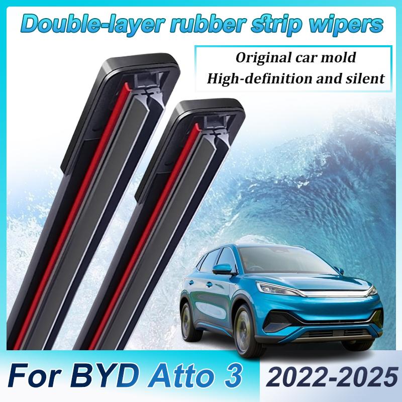 Car Front Wipers Blades For BYD Atto 3 Body Kit 2025 Yuan Plus Accessories -2024 Double-layer Rubber Wipers Car Accessories