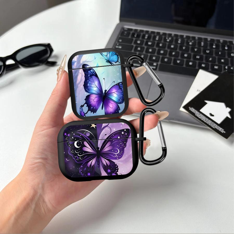Purple Butterfly Case For Airpods 1 3 Pro Pro3 2 4 Pro2 Earphone Cases Cover
