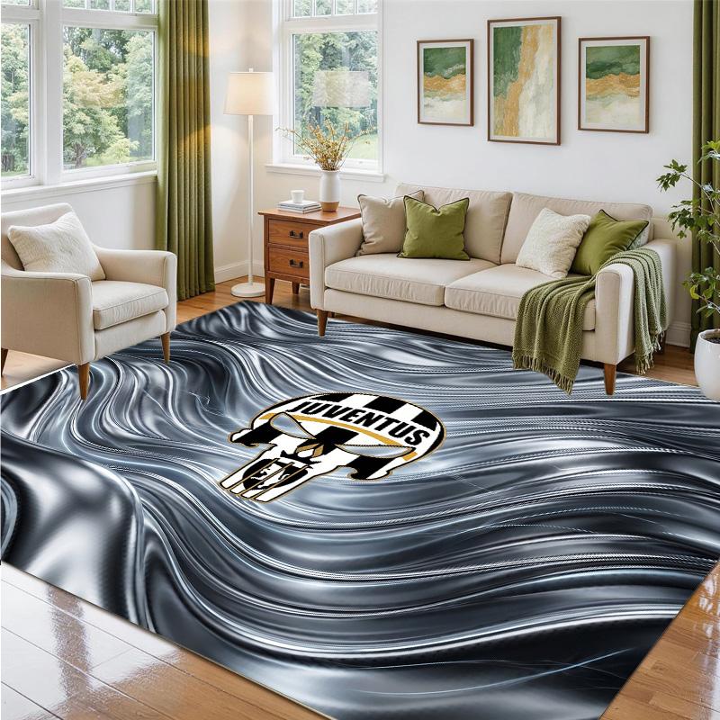 Juventus FC Design Crystal Velvet Rug Soft Decorative Mat for Bedroom Entrance