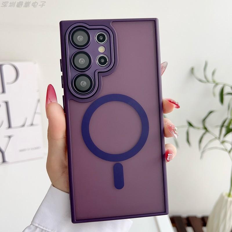 Suitable Samsung S26ultra Gold Shield Matte Skin Magnetic Phone Case S25plus Protective Cover Lens Film S24