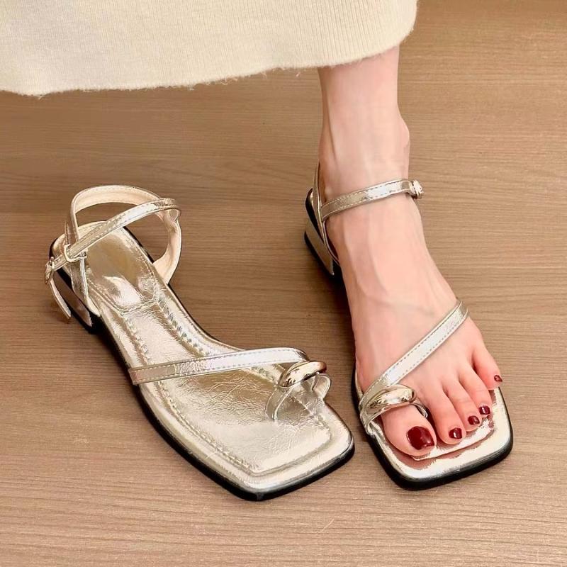 Fashion Leather Flip Flops Low Heels Elegant Summer Shoes Chic Concise Slingback Party Dating Party Modern Women Sandals