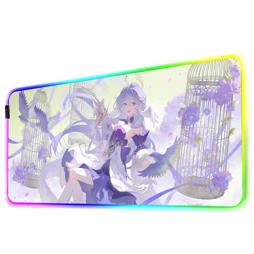 robin honkai Mouse Pad RGB Gaming Mousepad Big LED Pad PC Desk Mat Luminous Mouse Pad Large Keyboard Mats Table Rug With Backlit