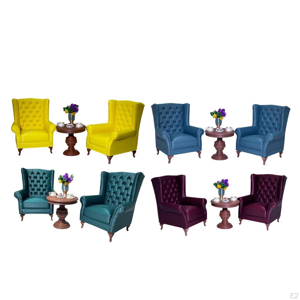 American Dollhouse Miniature Sofa Set, Micro Furniture Decoration, 1:12 Room Scene, Set