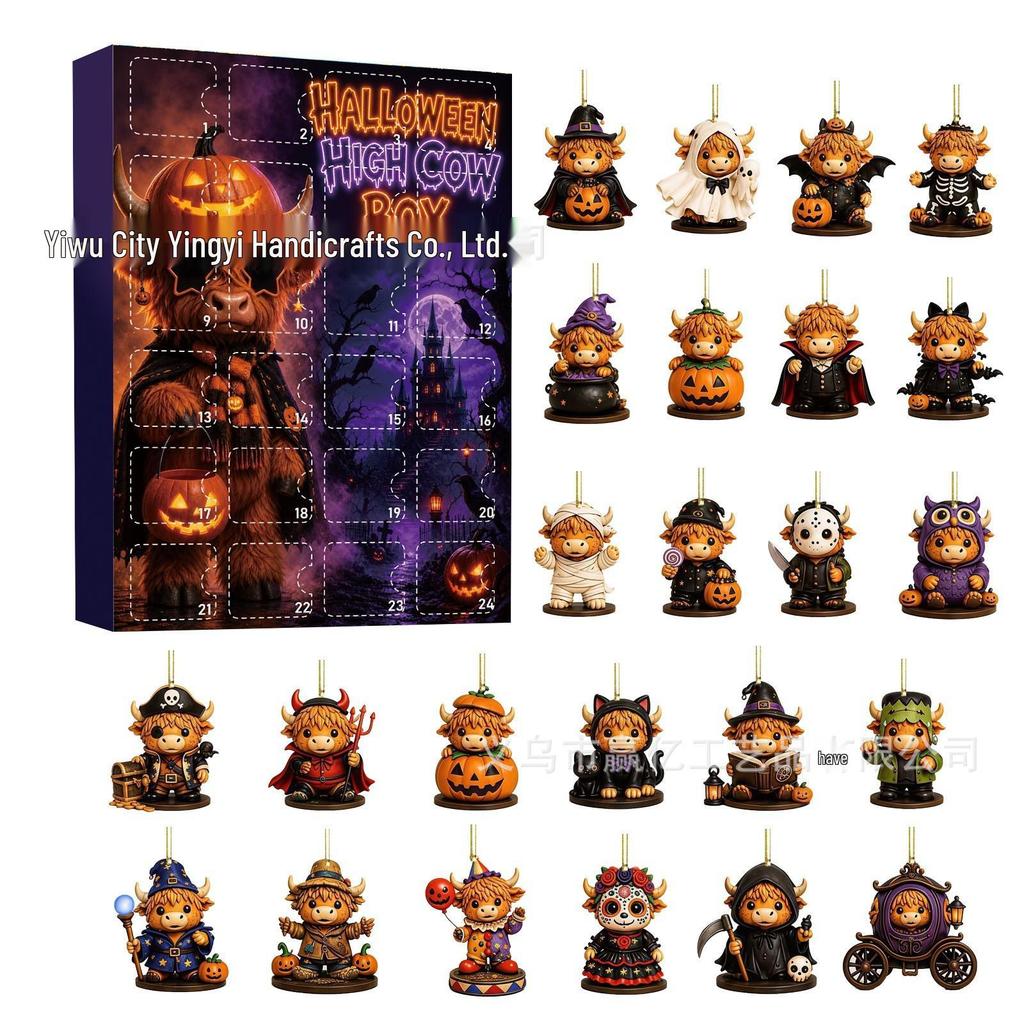 2026 Halloween Witch, Ghost & Goblin Countdown Calendar with Acrylic Pendant Blind Box