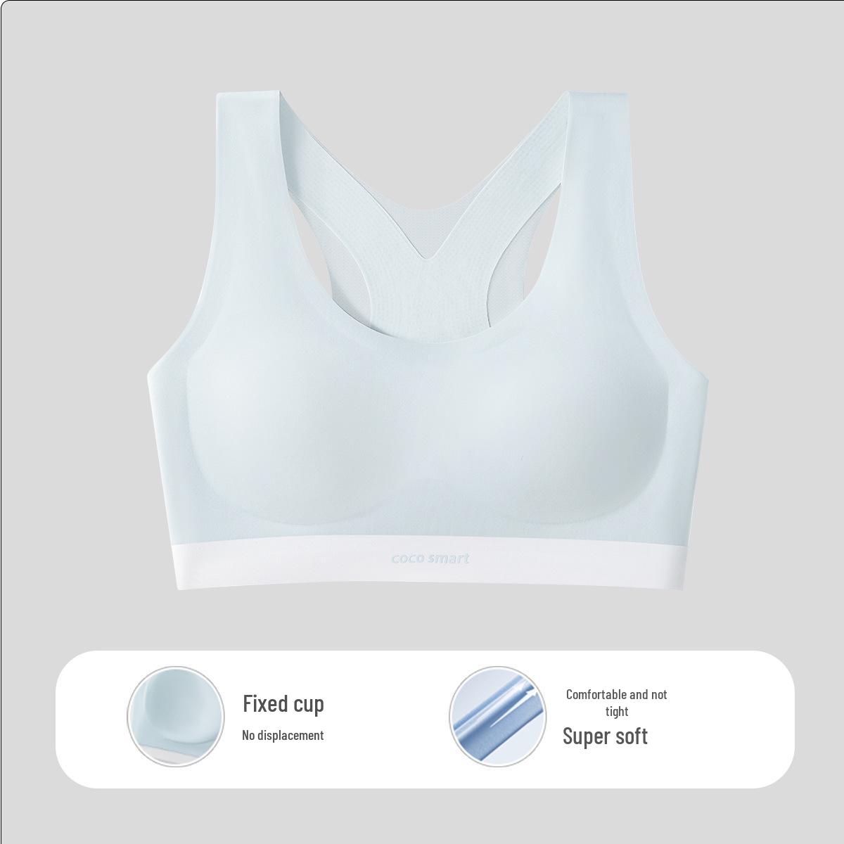 Teen Girls Shockproof Sports Bra for Puberty - Fixed Cup, Ages 15+ L: Height 150-165cm, Weight 80-95kg