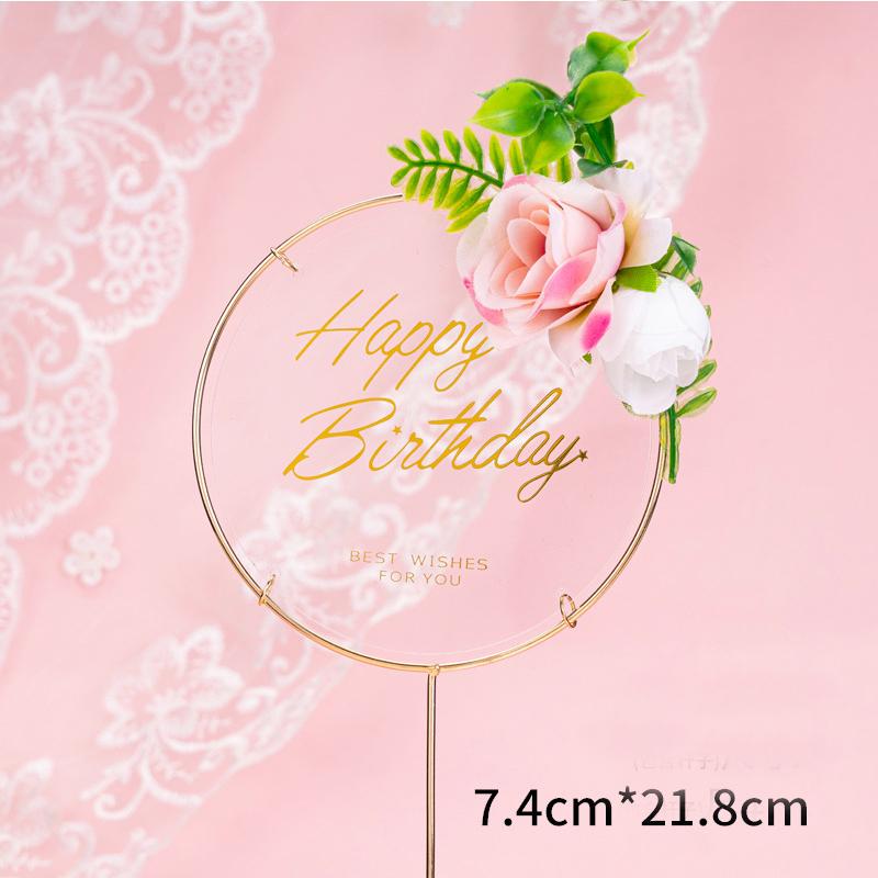 

1 шт. Металевий наповнювач для торта з днем ​​народження Штучні квіти наповнювач для торта для DIY прикраси для вечірки на день народження Випічка Декор