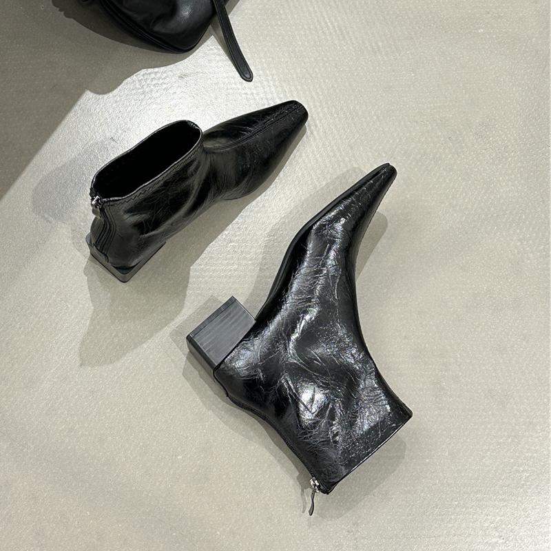

Winter New Brand Women Short Boots Round Toe Back Zipper Ladies Elegant Ankle Boots Square Low Heel Chelsea Boots 35