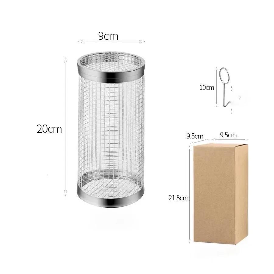 

Rolling Barbecue Grill Cage,304 Stainless Steel Round Barbecue Net,Portable Barbecue Grill Net,Barbecue Basket Outdoor Camping