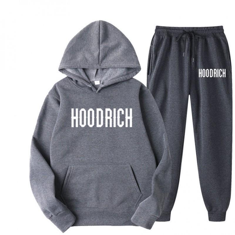 Mens Hooded Tracksuit Set Long Sleeve Sweatshirt Pants Casual Sportswear
