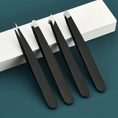 1/4pcs Stainless Steel Eyebrow Trimming Clip Professional Tweezer Set Very Precise Facial Hair Remover Pliers Beauty Makeup Tool