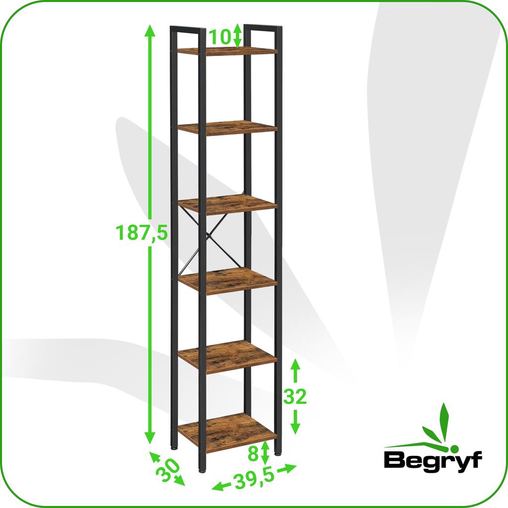 Estante Marrom Escuro Para Livros Estreita Loft Vr37 40X30X187,5 Begryf